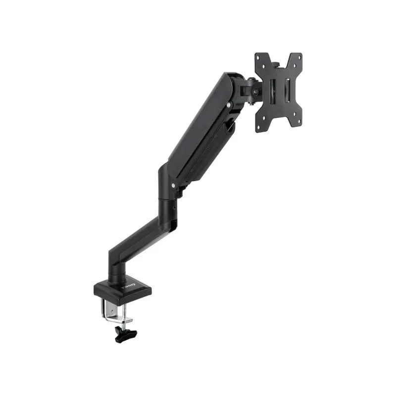 Supporto per monitor TooQ con molla a gas in acciaio inossidabile nero 13-34″ 10 kg rotazione a 360°
