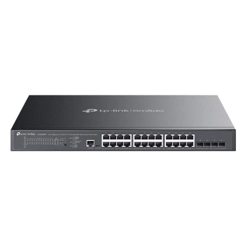 Switch TP-Link 24 porte Gigabit 4 SFP+ L2+ PoE++ gestito 500W Rack 1U