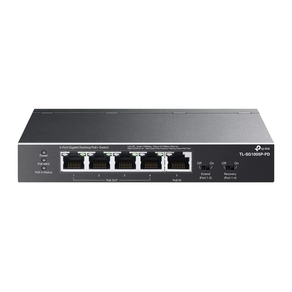 Switch a parete senza ventola TP-Link TL-SG1005P-PD Gigabit PoE+ a 5 porte