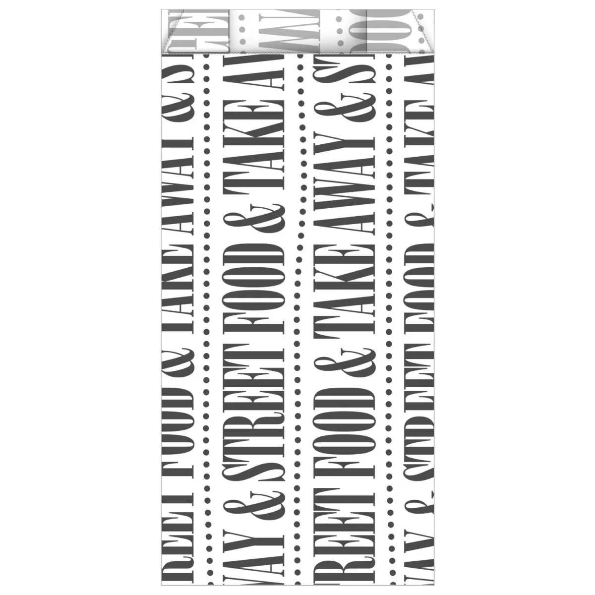 300x WIMEX Sacchetto per snack Street Food a tenuta stagna, con piega sul fondo (aperta su un lato); 17x4x8 cm (LxLxH); bianco; 300 pz. / Pacco