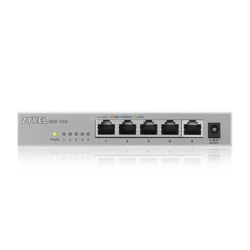 Switch compatto ad alta capacità Zyxel XMG-105 2.5G a 5 porte in metallo QoS