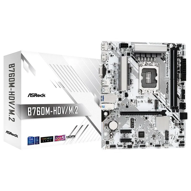 Scheda madre ASRock B760 Intel B760M Socket 1700 Micro ATX B760M-HDV/M.2 DDR5 M.2 PCIe 4.0 LAN 2.5GbE