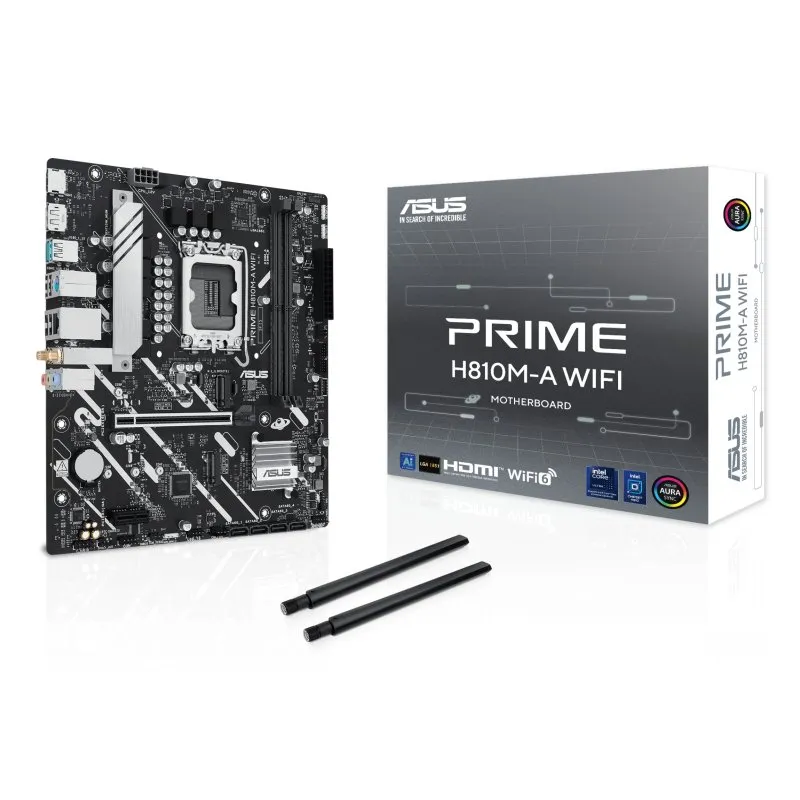 Scheda madre ASUS Intel H810 LGA 1851 Micro ATX PRIME H810M-A WIFI DDR5 M.2 PCIe 4.0 Wi-Fi 6 Bluetooth 5.3