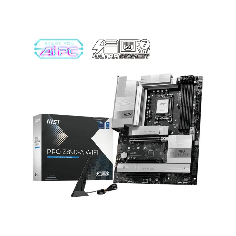 Scheda madre MSI Z890 ATX LGA 1851 PRO Z890-A WIFI DDR5 Wi-Fi 7 RAID 5GbE