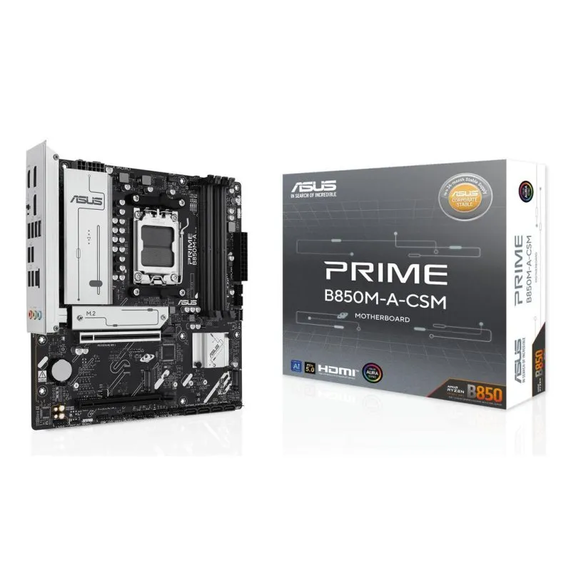 Schede Madri ASUS PRIME B850M-A-CSM B850 Socket AM5 DDR5 Micro ATX 2.5GbE M.2 RAID RGB