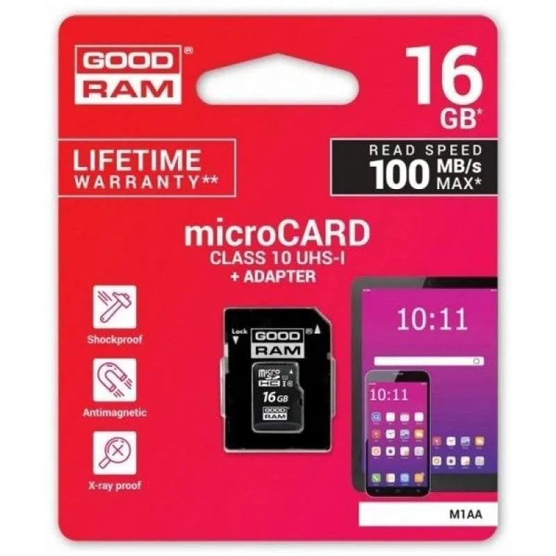 Scheda microSDHC Goodram M1AA 16GB UHS-I Classe 10 con Adattatore SD