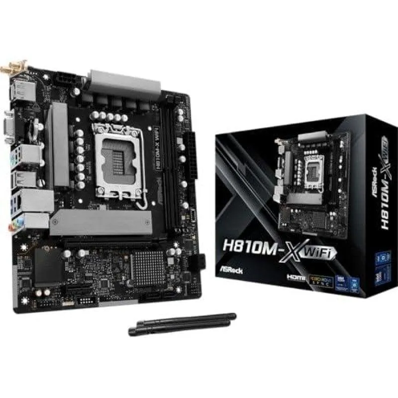 Scheda Madre ASRock H810M-X Intel H810 LGA1851 DDR5 Micro ATX WiFi 6 2.5GbE M.2