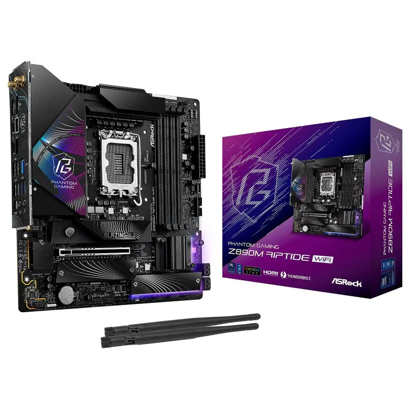 Scheda madre ASRock Z890 Micro ATX LGA 1851 Z890M Riptide WiFi DDR5 Thunderbolt 4