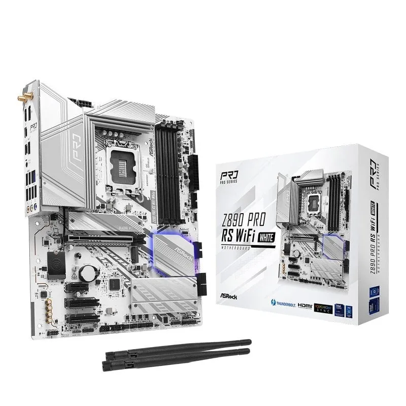 Scheda madre Asrock Intel Z890 LGA 1851 ATX Z890 Pro RS WiFi bianca Thunderbolt 4