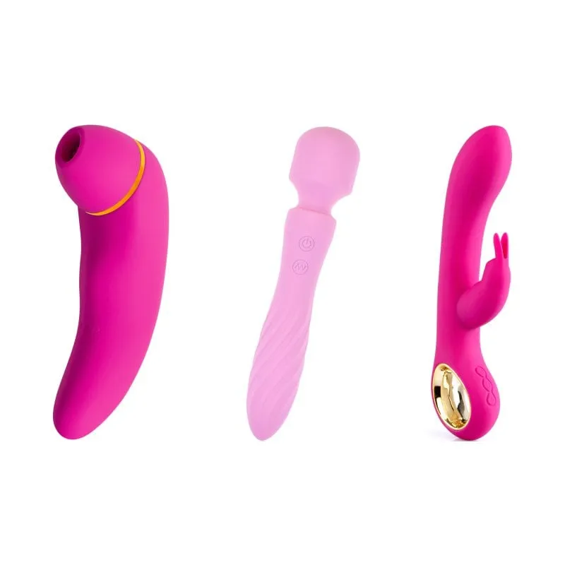 Kit di giocattoli sessuali Hugbox - Solo Pack - Rosa: succhia clitoride, vibratore a forma di coniglietto e vibratore a bacchetta