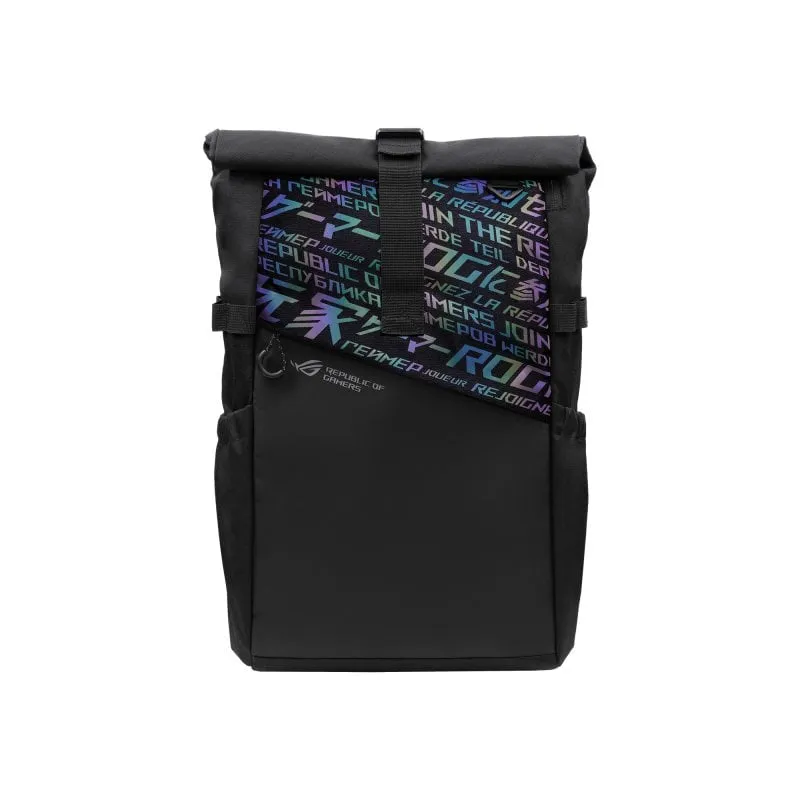 Zaino per laptop ASUS da 17″ in poliestere stampato nero resistente all'acqua