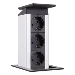 Multipresa da mobile torretta da incasso a scomparsa 3P 10/16A PORTPUSH Inox satinato 159311000400
