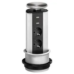 Multipresa da mobile torretta da incasso a scomparsa 2P 10/16A PORT Inox satinato 159310387200