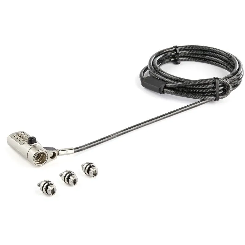 StarTech.com Lucchetto di sicurezza universale con combinazione a 4 cifre K-Slot Nano Wedge da 2 m, nero/argento LTULOCK4D
