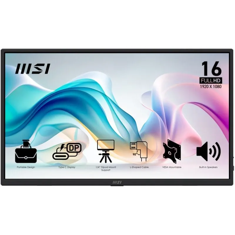 Monitor portatile MSI PRO MP165 E6 15.6" IPS FullHD 16:9 60Hz USB-C