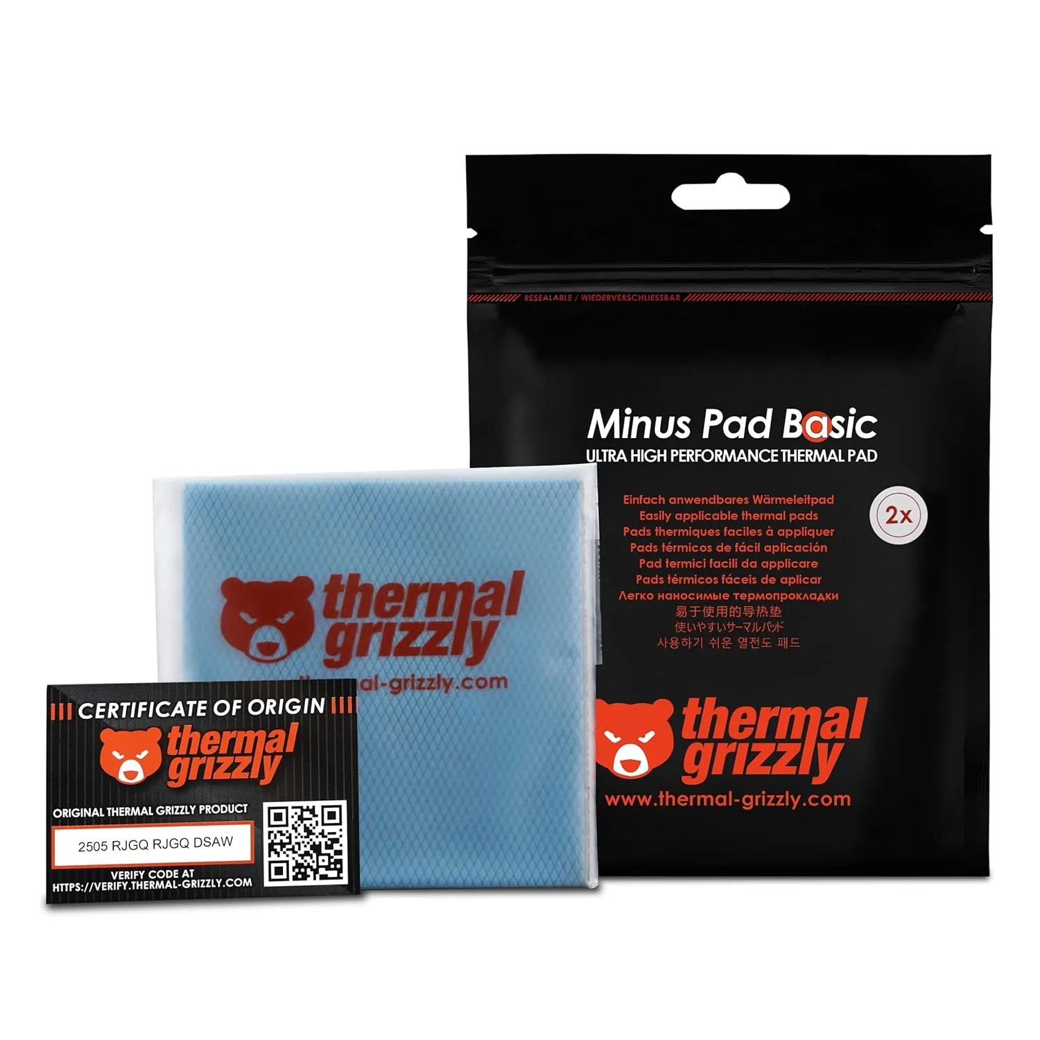 Thermal Grizzly Minus Pad Basic 2 pezzi 100x100x0,5 mm Pad termico ad alta conduttività