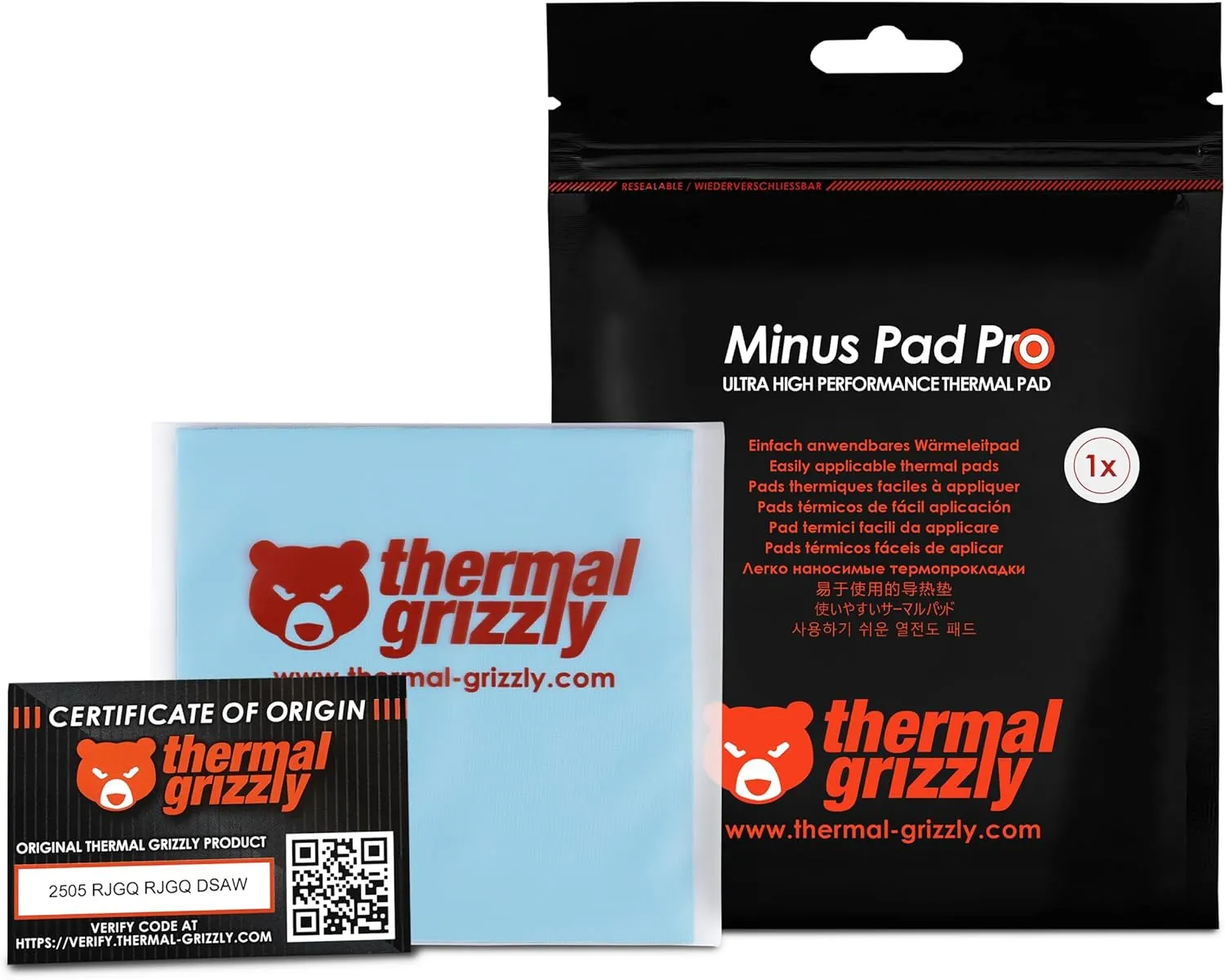 Pad termico Thermal Grizzly Minus Pad Pro 100x100x1,0 mm alta conducibilità