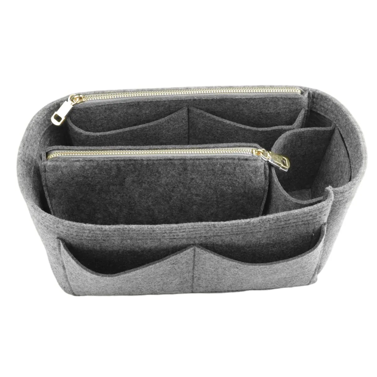 LEXSION Inserto organizer in feltro per borsa, con cerniera, B-grigio, grande
