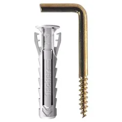 Set tasselli plastica con gancio appendiquadri (4mm) Sx Plus 4x20 G K ( 10 pz) Ottonato 567555