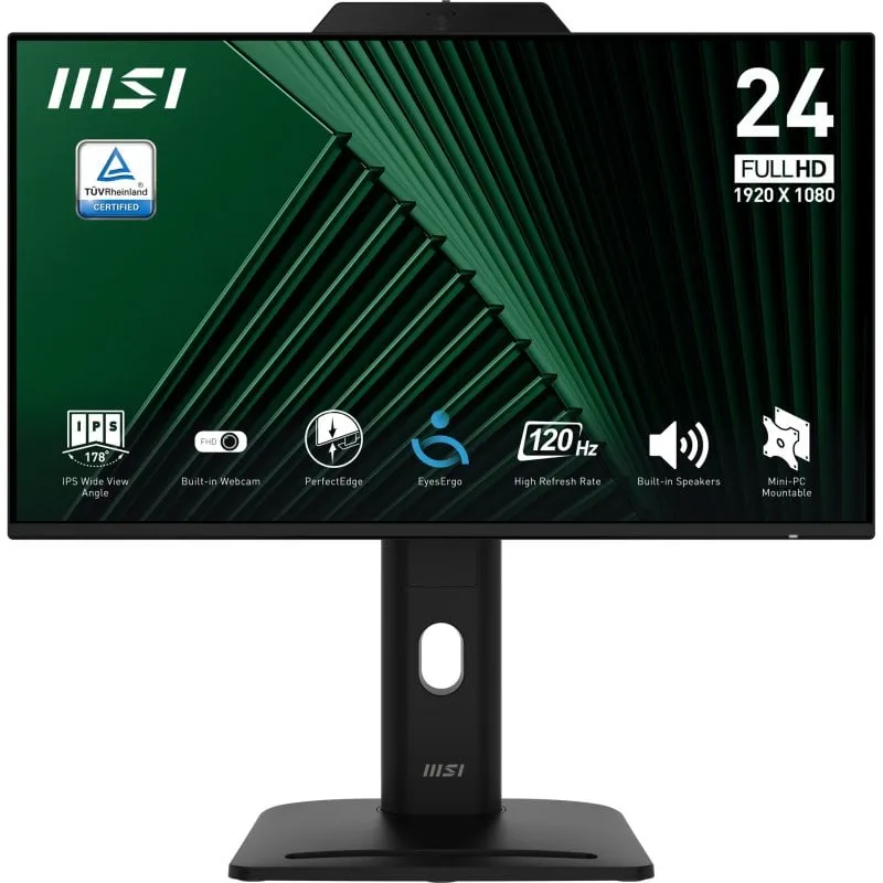 Monitor MSI Pro MP242PMG 23,8" IPS FullHD 120Hz con USB, HDMI e DisplayPort, altoparlanti ed ergonomia della fotocamera