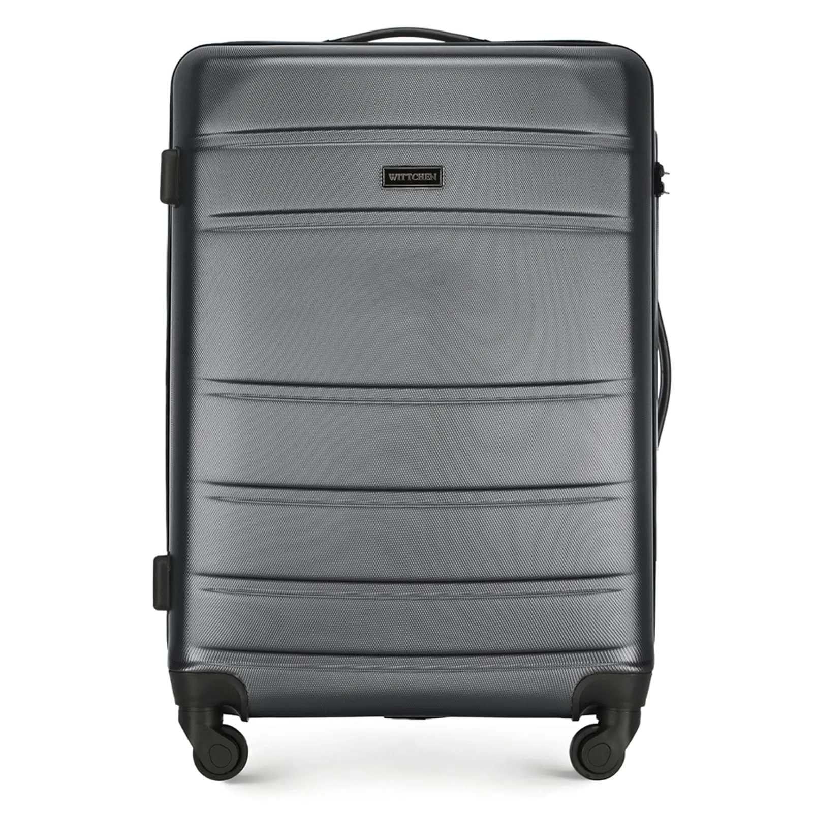 WITTCHEN Valigia Media Trolley Valigia Rigida in ABS Valigia Bagaglio Valigie con 4 Ruote Serratura a combinazione Maniglia telescopica Globe Line Grigio Ryanair/ITA Airways/easyJet
