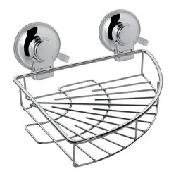 Porta oggetti box doccia angolare a ventosa (27,5x13,6x12cm) HOT Cromo lucido HO8013