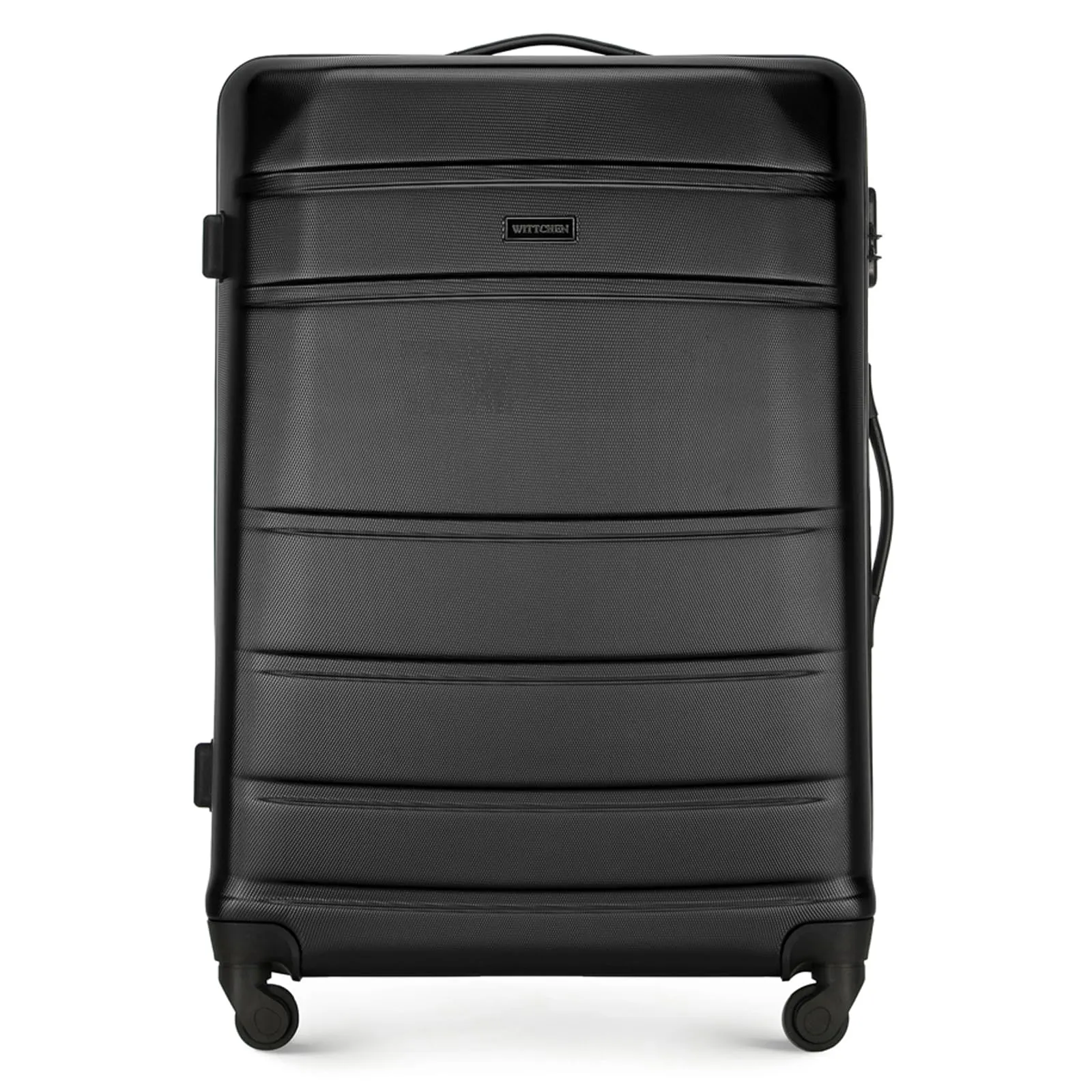 WITTCHEN Valigia grande trolley da viaggio check-in guscio rigido ABS con 4 ruote piroettanti chiusura a combinazione maniglia telescopica Globe Line Nero Ryanair/ITA Airways
