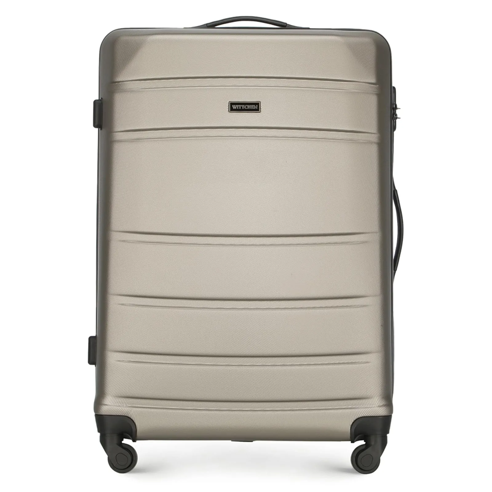 WITTCHEN Valigia grande trolley da viaggio check-in guscio rigido ABS con 4 ruote piroettanti chiusura a combinazione maniglia telescopica Globe Line Champagne Ryanair/ITA Airways
