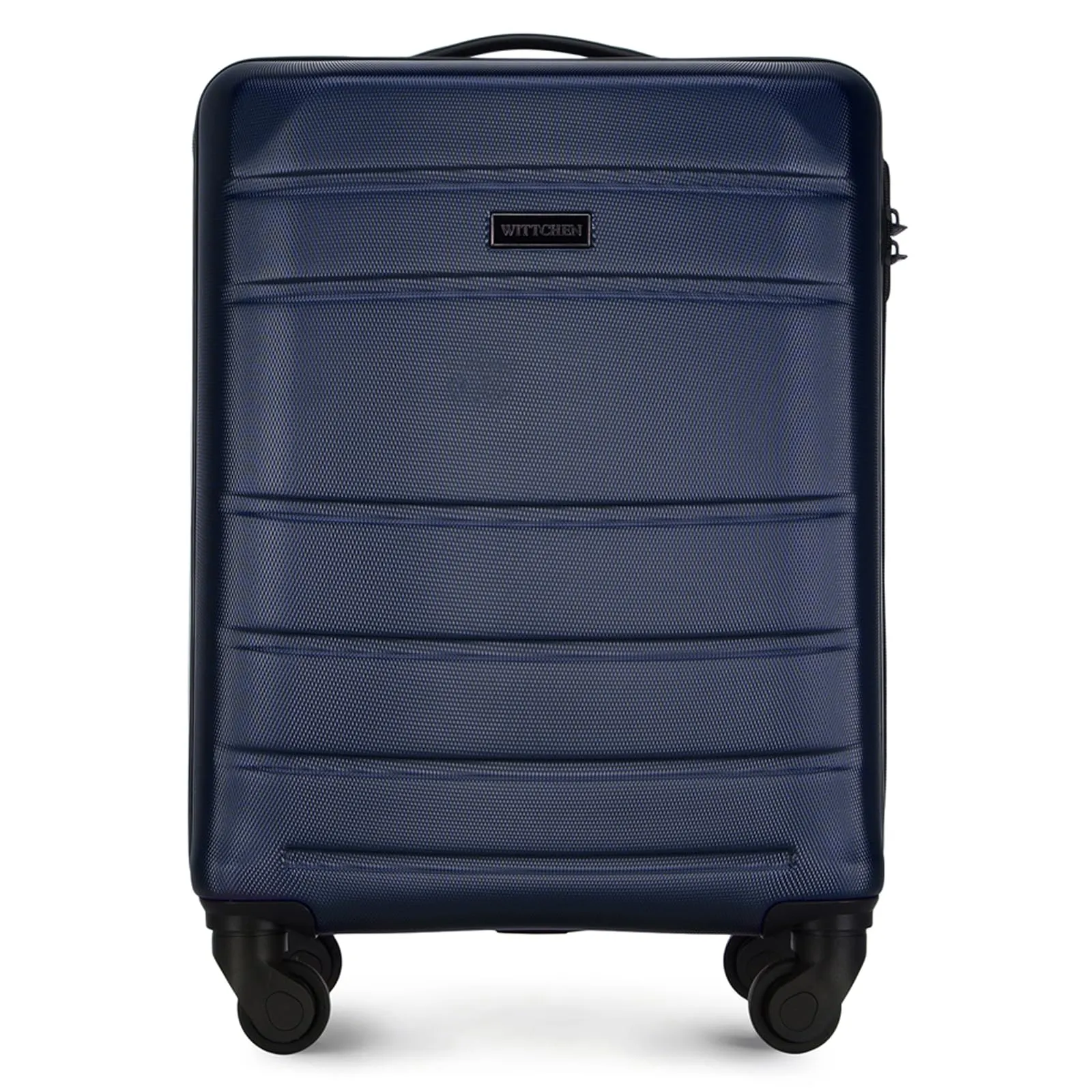 WITTCHEN Valigia da Cabina Trolley Bagaglio a Mano Valigia a rotelle piccola guscio duro in ABS 4 ruote spinner Serratura a combinazione Maniglia telescopica Globe Line Blu Navy Ryanair/ITA Airways