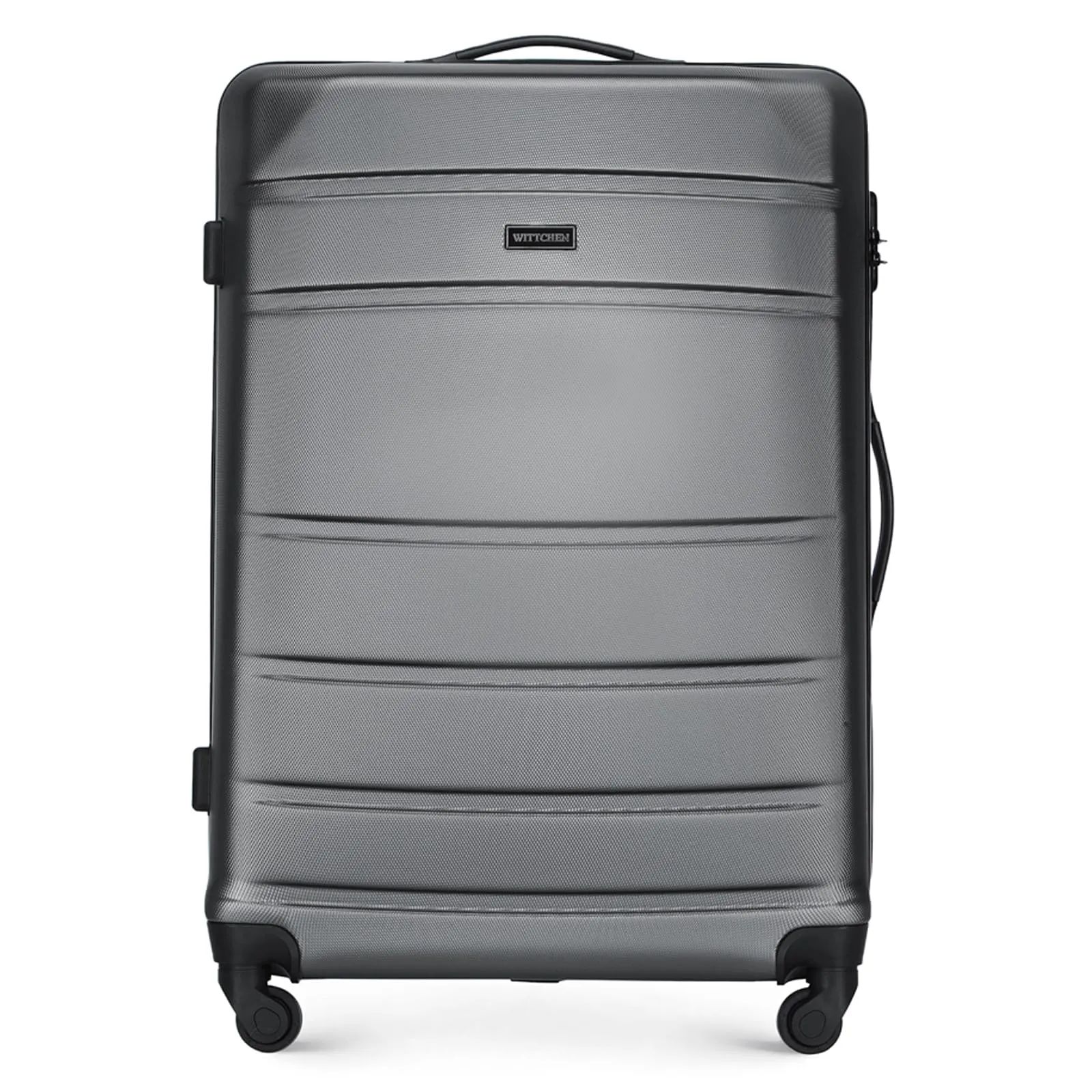 WITTCHEN Valigia grande trolley da viaggio check-in guscio rigido ABS con 4 ruote piroettanti chiusura a combinazione maniglia telescopica Globe Line Grigio Ryanair/ITA Airways