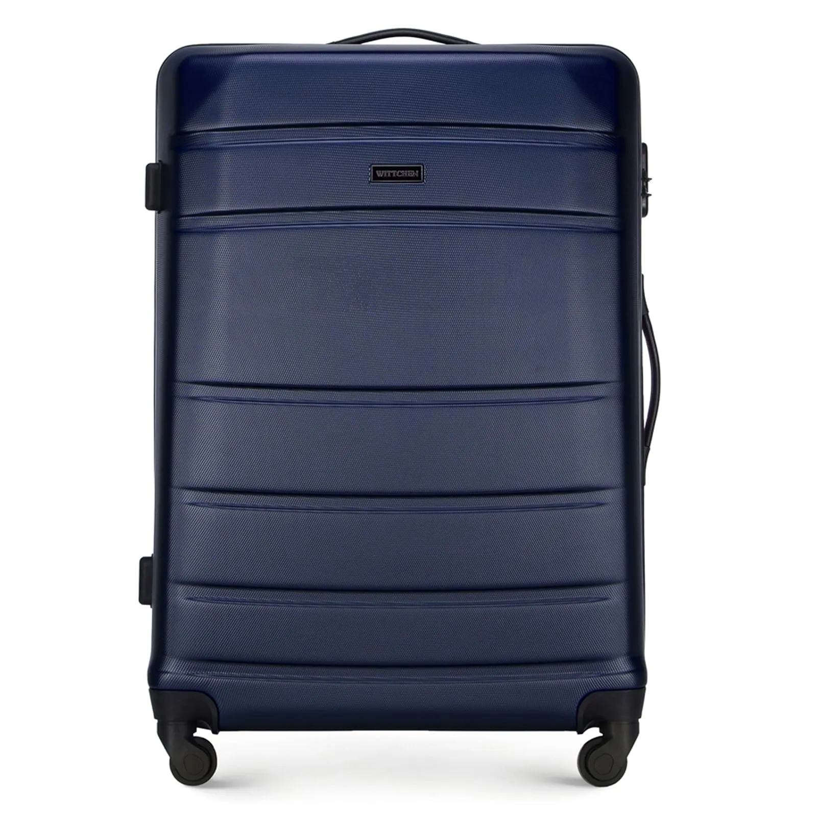 WITTCHEN Valigia grande trolley da viaggio check-in guscio rigido ABS con 4 ruote piroettanti chiusura a combinazione maniglia telescopica Globe Line Blu Navy Ryanair/ITA Airways