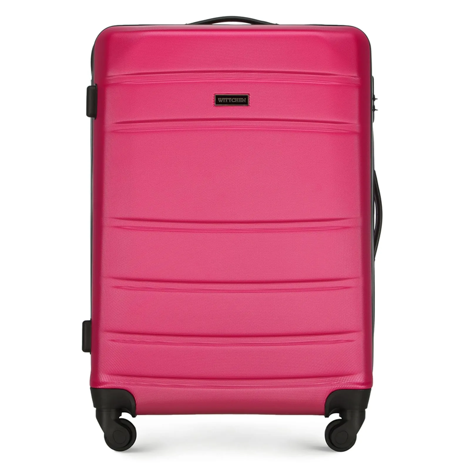 WITTCHEN Valigia Media Trolley Valigia Rigida in ABS Valigia Bagaglio Valigie con 4 Ruote Serratura a combinazione Maniglia telescopica Globe Line Rosa Ryanair/ITA Airways/easyJet