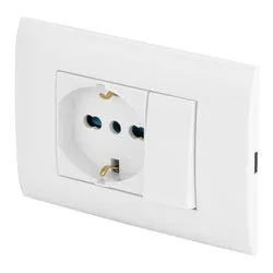 Placca elettrica (Presa Pluristd 2P+T 10/16A; Deviatore 2P+T 16A) Bianco PP6095X