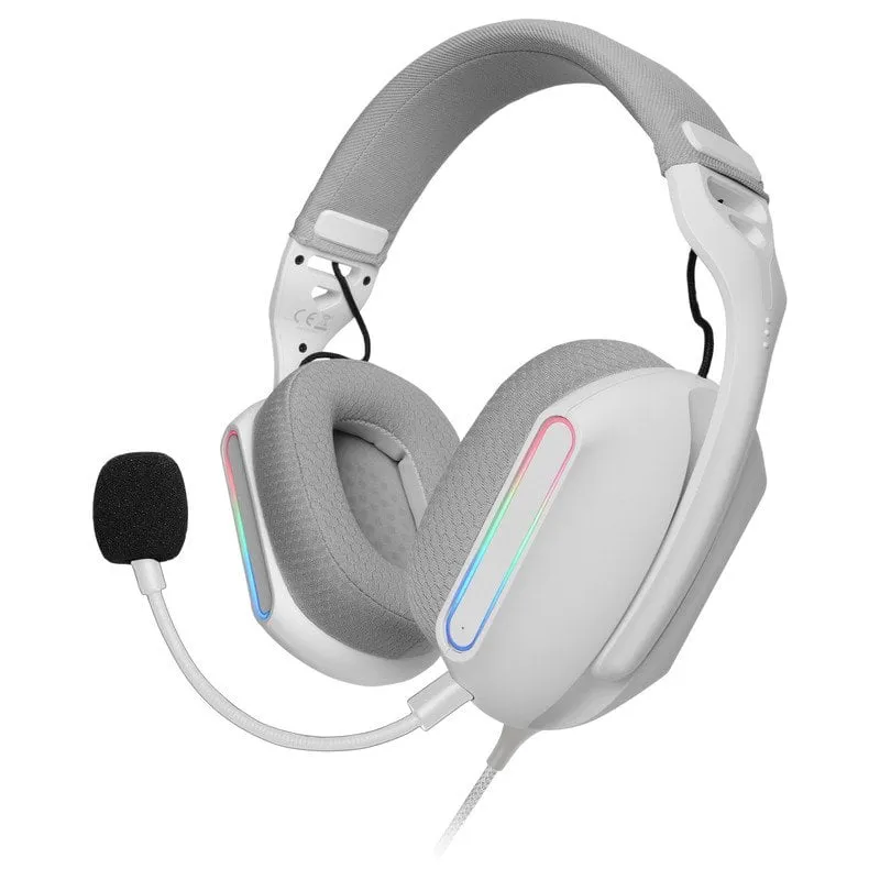 Cuffie Mars Gaming MH-Pro RGB Flow Surround Sound, cuscinetti d'aria 3D, microfono, bianco