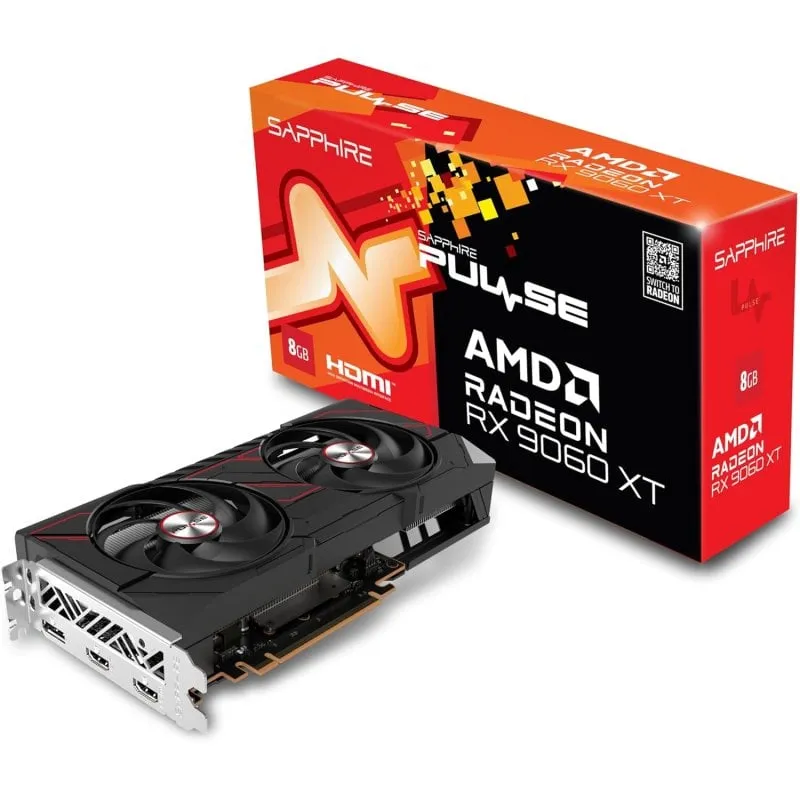 Scheda grafica da gioco Sapphire Pulse Radeon RX 9060 XT da 8 GB GDDR6 con raffreddamento Dual-X