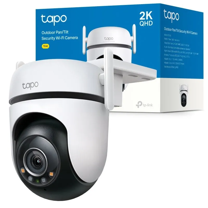 Videocamere di sorveglianza TP-Link Tapo TC42 2K Visione Notturna Interno ed Esterno Rilevamento IA Controllo Vocale Audio Bidirezionale
