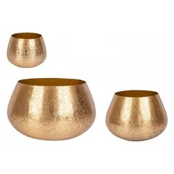 Set porta vasi piante 3 pz alluminio VARANASI Oro 0182952