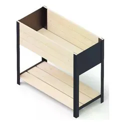 Fioriera cassetta rettangolare alta legno (78x36x72cm) Modern Box High UPYARD Natural e Nero 0437