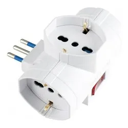 Adattatore con interruttore 3 prese 2P+T 16A (pluristd italiano e tedesco) Bianco PP2385