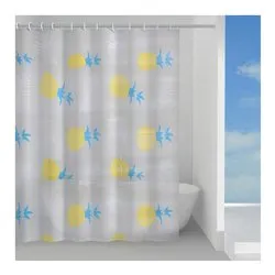 Tenda doccia in plastica (120x200cm) TROPICAL Azzurro e Giallo TVI13351230