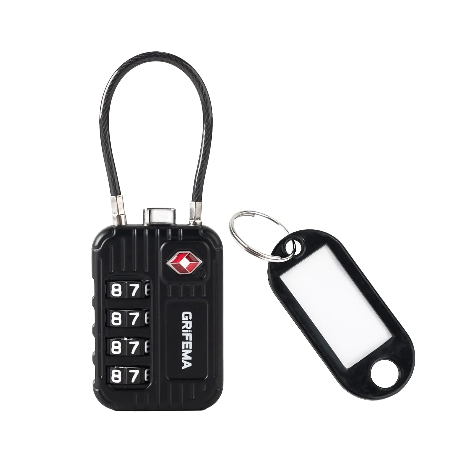 GRIFEMA GA1008 Lucchetto TSA Combinazione 4 Cifre – Cavo Acciaio Nero