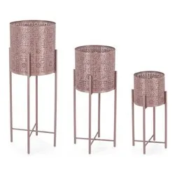 Set porta vasi piante 3 pz acciaio NAIRA Rosa 0722945