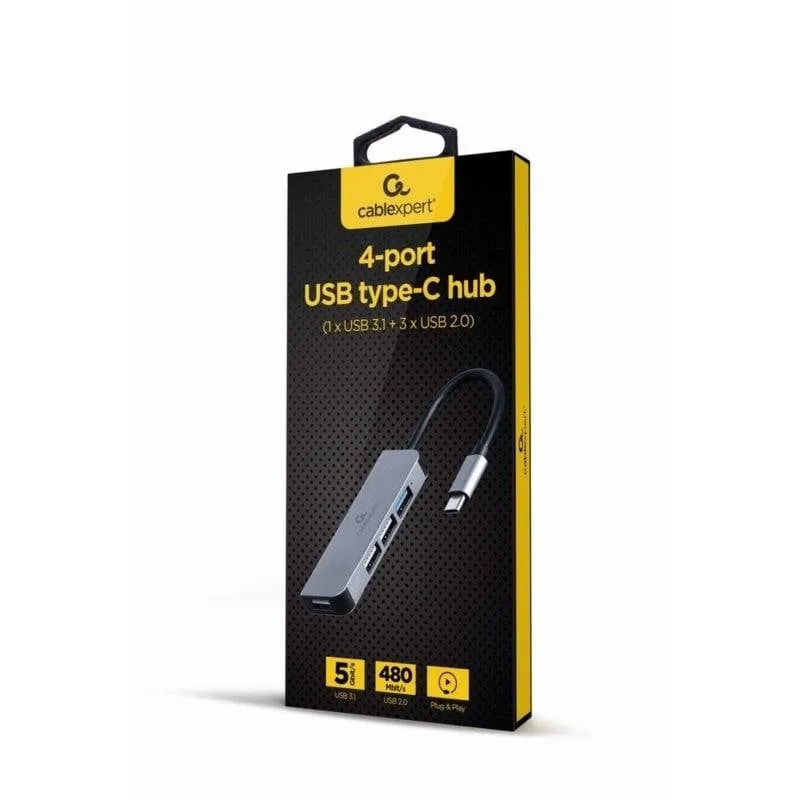 Hub Gembird 4 porte 5 Gbit/s USB-C modello UHB-CM-U3P1U2P3-01 alluminio