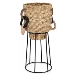 Porta piante fibra naturale (34x87cm) TANISHA Naturale e Nero 0141598