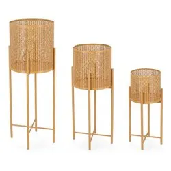 Set porta vasi piante 3 pz acciaio SAMIR Giallo 0722940