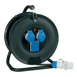 Avvolgicavo elettrico (30m; H07RN-F 3x2,5 mmq) 3P e disgiuntore termico ONDA Nero e Blu 14622