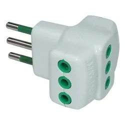 Adattatore 3 prese 2P+T 10A (std italiano) Bianco 82620 E