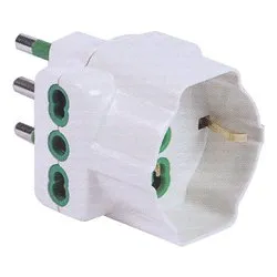 Adattatore 2 prese 2P+T 10/16A (bipasso italiano); 1 presa 2P+T 10/16A (pluristd italiano e tedesco) Bianco 82640 E