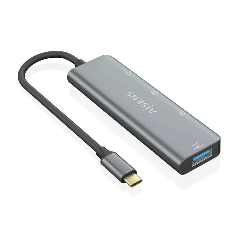 Hub AISENS 4 porte 10 Gbps USB 3.2 Gen2 Grigio modello A109-0764 15cm