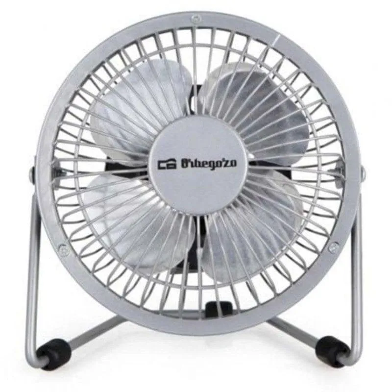 Mini Ventilatore da Tavolo USB Orbegozo PW 1025 8W 10cm Ultra Silenzioso Pale Metallo